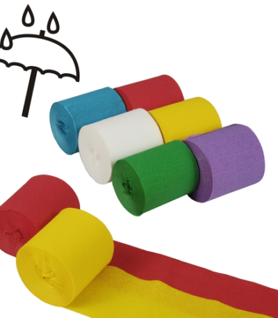 Product foto van CrÃ¨peband watervast assorti kleuren set van 6 rollen 10m