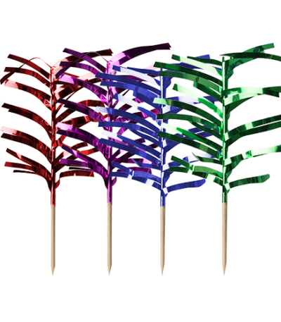 Product foto van Decoprikkers assorti kleuren 12cm set van 144 Palm Leaf