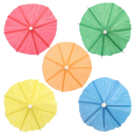Product foto van Decoprikkers assorti kleuren set van 144 Parapluutjes