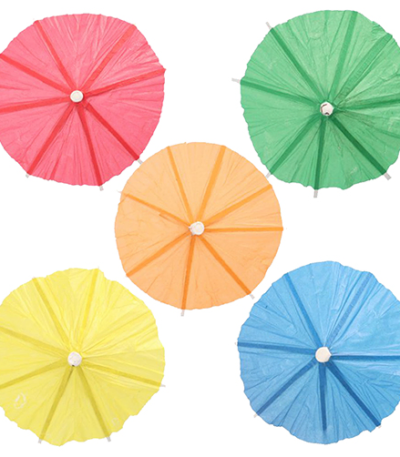 Product foto van Decoprikkers assorti kleuren set van 144 Parapluutjes