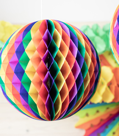 Product foto van Decoratie bal Rainbow 30cm brandvertragend