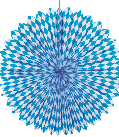 Product foto van Decoratiewaaier Beiers blauw brandvertragend 75cm