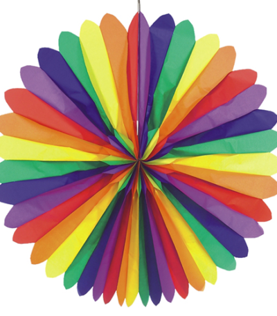 Product foto van Decoratiewaaier Rainbow brandvertragend 120cm