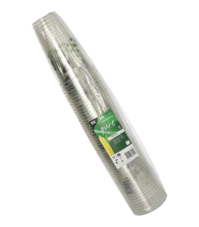 Product foto van Drinkbekers PLA karton wit set van 50 500ml