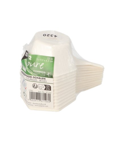 Product foto van Fingerfood schaaltjes suikerriet wit set van 12 Hexagon