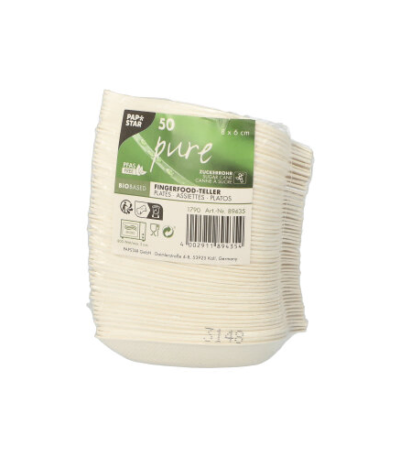 Product foto van Fingerfood schaaltjes suikerriet wit set van 50 Leaf