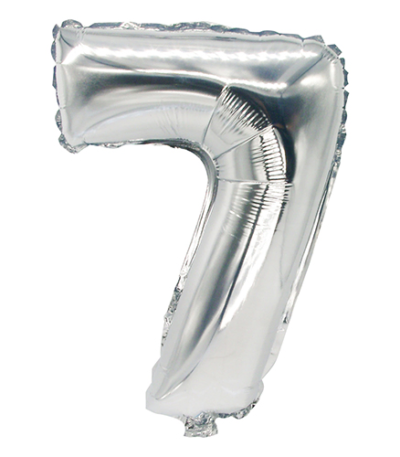 Product foto van Folie Ballon 7 zilver 35cm x 20cm