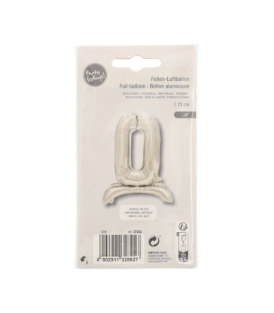 Product foto van Folie Ballon 73 cm zilver "0" zelfstaand