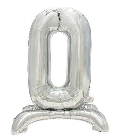 Product foto van Folie Ballon 73 cm zilver "0" zelfstaand