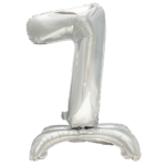 Product foto van Folie Ballon 73 cm zilver nummer 7 zelfstaand