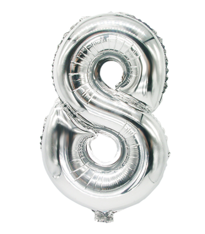 Product foto van Folie Ballon 8 zilver 35x20 cm