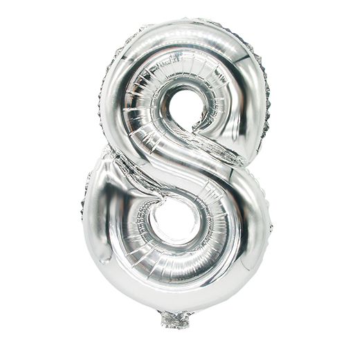 Product foto van Folie Ballon 8 zilver 35x20 cm