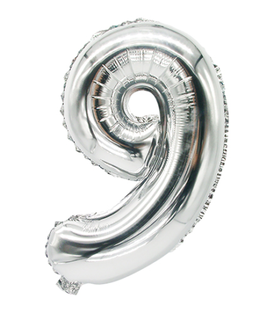Product foto van Folie Ballon 9 inch zilver 35cm x 20cm