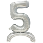 Product foto van Folie Ballon Zilver 73cm "5" zelfstaand