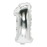 Product foto van Folie Ballon zilver 35x20cm "1"