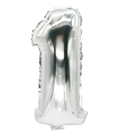 Product foto van Folie Ballon zilver 35x20cm "1"