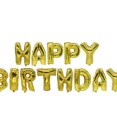 Product foto van Folie Ballonnen set Happy Birthday goud