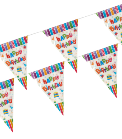 Product foto van Folie Wimpelguirlande Happy Birthday waterbestendig 4m