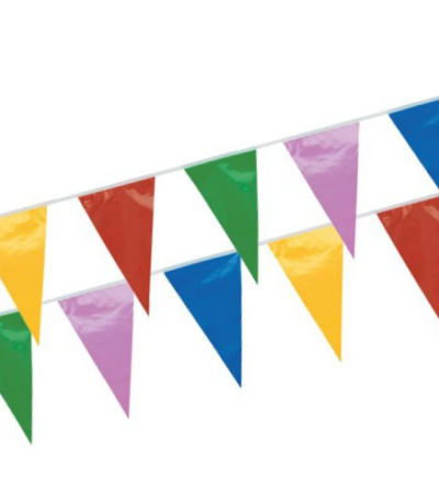 Product foto van Folie Wimpelguirlande assorti kleuren waterbestendig 4m