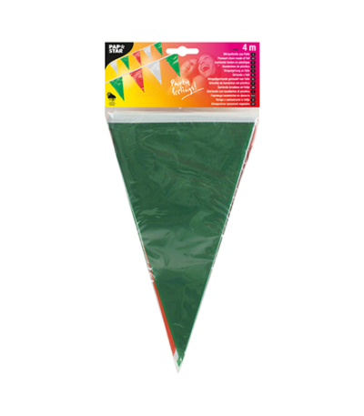 Product foto van Folie Wimpelguirlande groen/wit/rood waterbestendig 4m