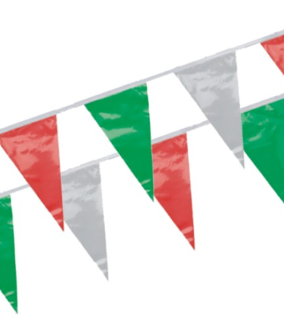 Product foto van Folie Wimpelguirlande groen/wit/rood waterbestendig 4m