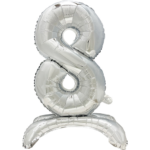 Product foto van Folieballon 73 cm zilver cijfer 8 set van 1