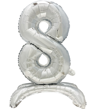 Product foto van Folieballon 73 cm zilver cijfer 8 set van 1