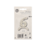 Product foto van Folieballon zilver "6" 73cm zelfstaand