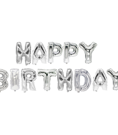 Product foto van Folieballonnen Happy Birthday set zilver