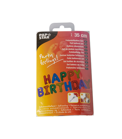 Product foto van Folieballonnen set Happy Birthday assorti kleuren