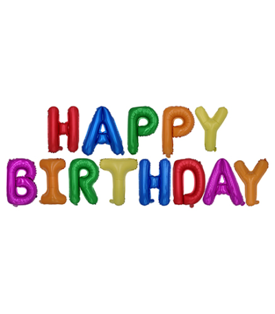 Product foto van Folieballonnen set Happy Birthday assorti kleuren