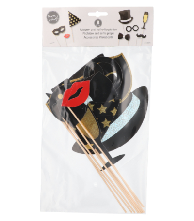 Product foto van Fotobooth accessoires assorti kleuren set van 8