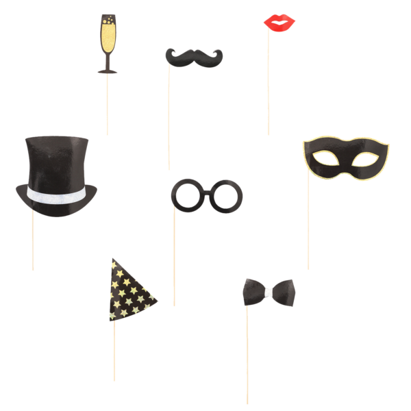 Product foto van Fotobooth accessoires assorti kleuren set van 8