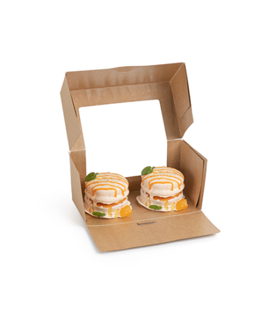 Product foto van Gebaksdozen met deksel PLA venster 10x22x12 cm set van 25