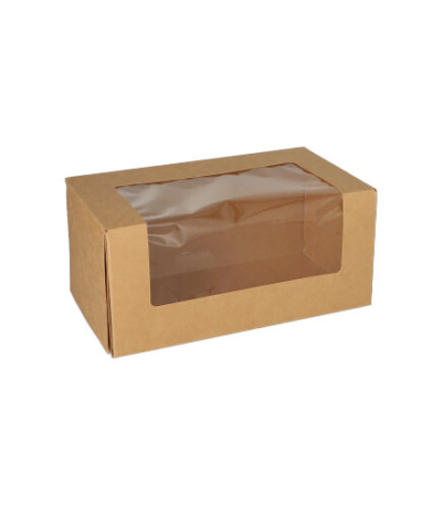 Product foto van Gebaksdozen met deksel PLA venster 10x22x12 cm set van 25