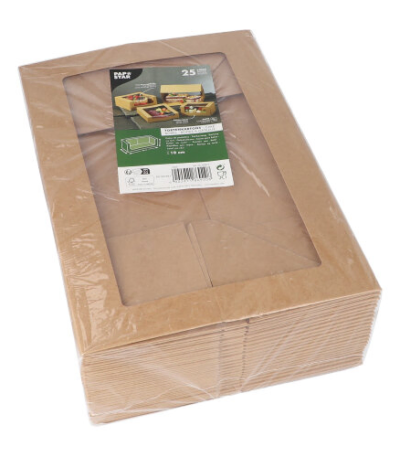 Product foto van Gebaksdozen met deksel PLA venster 10x32x12 cm set van 25