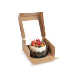 Product foto van Gebaksdozen met deksel hoekig 10x23x23cm PLA venster set van 25