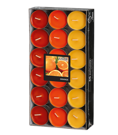 Product foto van Geurkaars Sinaasappel oranje 38mm x 17mm set van 36 Flavour by GALA
