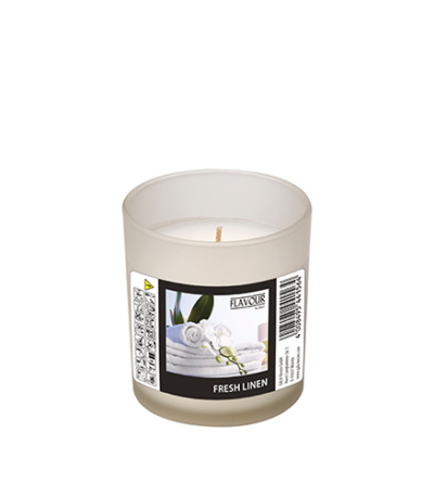 Product foto van Geurkaars glas Fresh Linen wit Indro