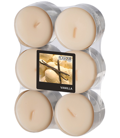 Product foto van Geurkaarsen Vanille creme set van 12 Gala Flavour 58mm