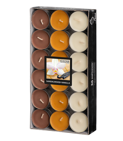 Product foto van Geurkaarsen ivoor Sandalwood-Vanilla set van 36 Gala Flavour Ton in Ton