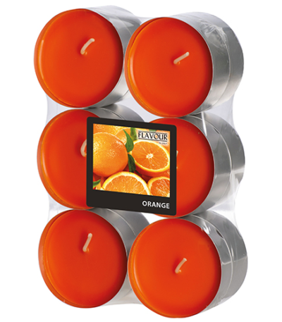Product foto van Geurkaarsen sinaasappel oranje 58mm GALA Flavour by 12 stuks