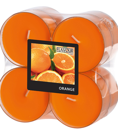 Product foto van Geurkaarsen sinaasappel oranje 59mm GALA set van 8