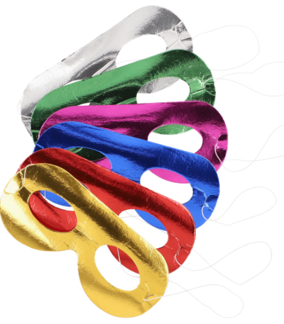 Product foto van Gezichtsmaskers assorti kleuren Metallic set van 6