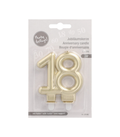 Product foto van Gouden jubileumkaarsen met houder 7cm set van 18