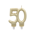 Product foto van Gouden jubileumkaarsen met houder 7cm set van 50