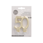 Product foto van Gouden jubileumkaarsen met houder 7cm set van 50