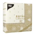 Product foto van Gouden servetten ROYAL Collection 40x40 cm set van 50 X-Mas