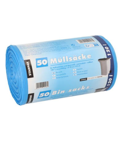 Product foto van HDPE Industriezakken blauw 120l set van 50