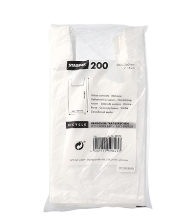 Product foto van HDPE draagtassen wit set van 200 50x26x16 cm